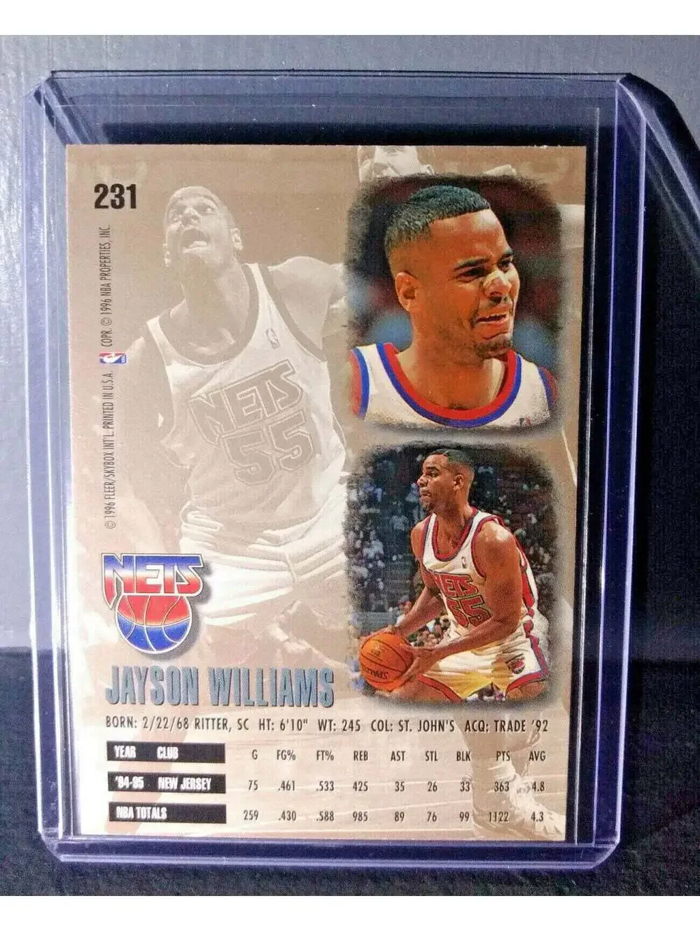 1995-96 Jayson Williams #231 Basketball Card